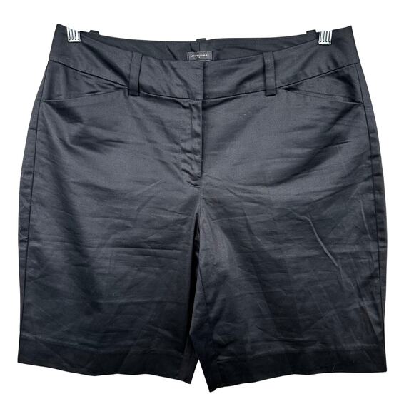 Ann Taylor Shorts Curvy Fit Bermuda Flat Front Stretch Black Sz 8 Classic Preppy - Picture 1 of 8